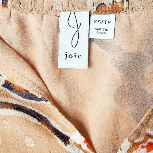 Joie Floral Blouse in Peach and Teal - Picture 6 of 7
